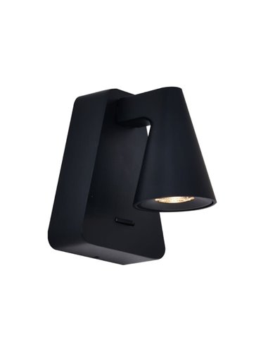 Aplique LED de pared negro con interruptor ÁFRICA, brazo 9cm, 5W 3000K 450Lm