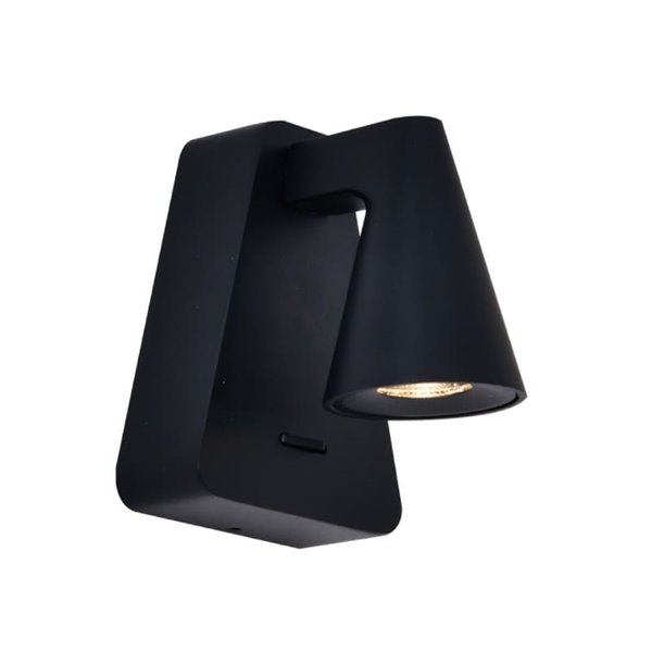 Aplique LED de pared negro con interruptor ÁFRICA, brazo 9cm, 5W 3000K 450Lm