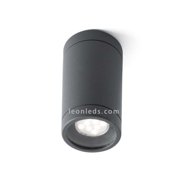 Plafón de Techo para exterior Olot 1xGU10 Gris Oscuro IP44 de Faro Barcelona | Leonleds Iluminación