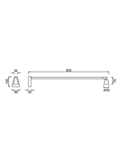 Aplique LED de pared negro sin interruptor ÁFRICA, brazo extra largo 80cm, 5W 3000K 450Lm