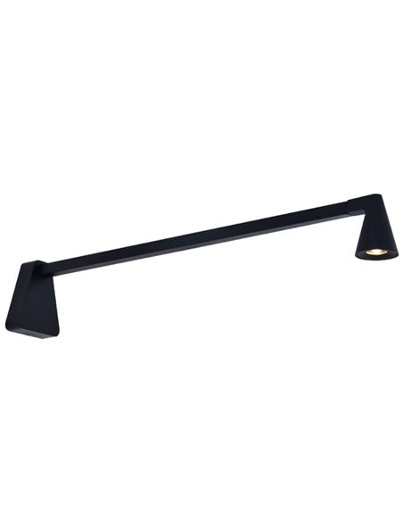 Aplique LED de pared negro sin interruptor ÁFRICA, brazo extra largo 80cm, 5W 3000K 450Lm