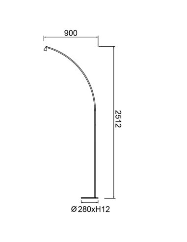 Lámpara de pie LED negra ÁFRICA, 251cm de alta, regulable, 8W 3000K 620Lm diseño moderno