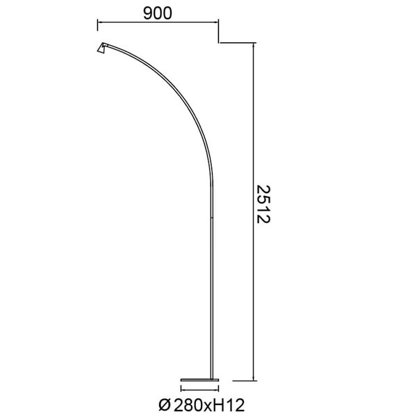 Lámpara de pie LED negra ÁFRICA, 251cm de alta, regulable, 8W 3000K 620Lm diseño moderno