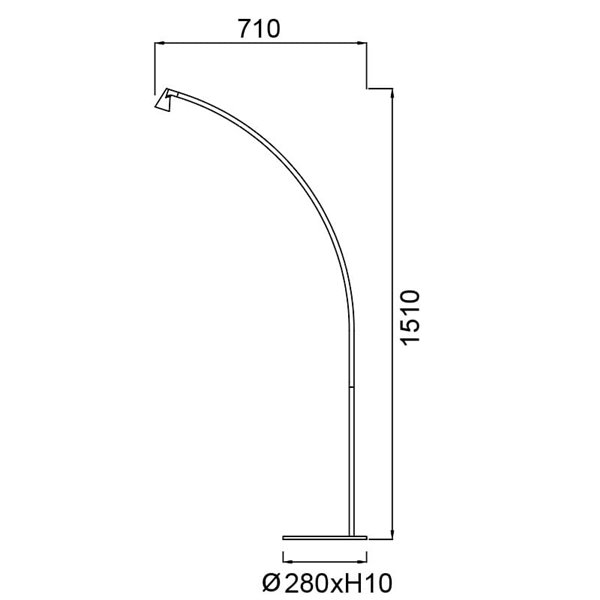 Luminária de chão LED AFRICA preta, 151 cm de altura, dimerizável, 5 W, 3000 K, 450 lúmens, design moderno.