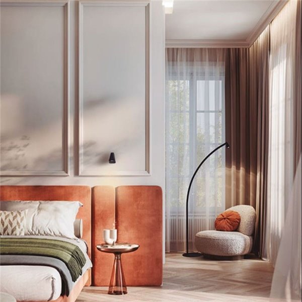 Lampadaire LED noir AFRICA, hauteur 251 cm, intensité variable, 8 W, 3000 K, 620 lm, design moderne