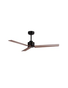Ventilateur moderne ANNE noir sans éclairage, avec pales en bois foncé, 22 W Ø 127 cm