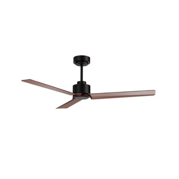 Ventilateur moderne ANNE noir sans éclairage, avec pales en bois foncé, 22 W Ø 127 cm