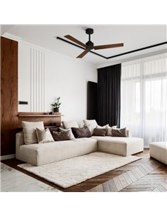 Ventilateur moderne ANNE noir sans éclairage, avec pales en bois foncé, 22 W Ø 127 cm 2