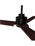 Ventilateur moderne ANNE noir sans éclairage, avec pales en bois foncé, 22 W Ø 127 cm