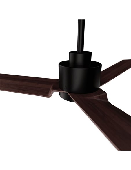 Ventilateur moderne ANNE noir sans éclairage, avec pales en bois foncé, 22 W Ø 127 cm