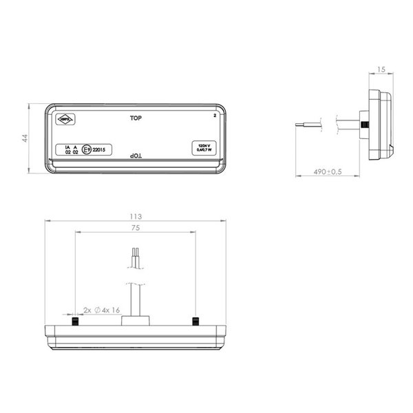 Voyant LED latéral avec lumière clignotante LKD 2432 slim XS, IA SM1 5 IP68 approuvé.