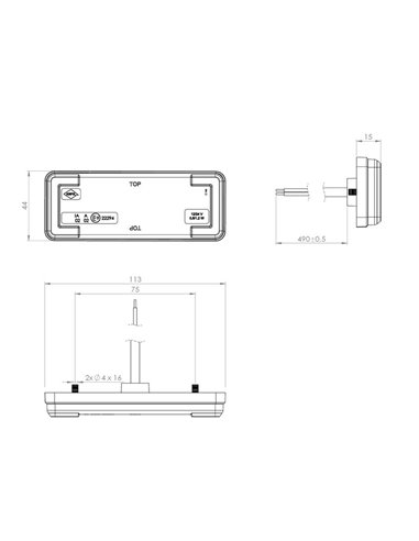Luz de gálibo LED lateral e piscante LKD 2485, aprovada IA SM1 5 IP68