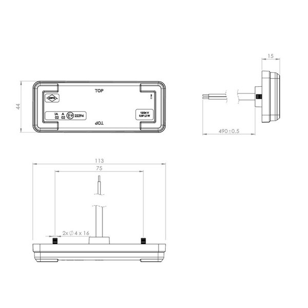 Luz de gálibo LED lateral e piscante LKD 2485, aprovada IA SM1 5 IP68