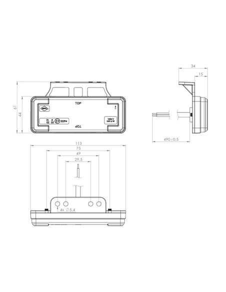 Luz de gálibo LED lateral e intermitente LKD 2485 con soporte, 12/24V homologado IA SM1 5 IP68