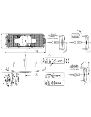 Feu de position latéral à LED LKD 2218 avec clignotant et réflecteur, 12/24 V, homologué IP68 (IA SM1 5).