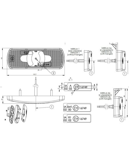 Piloto LED gálibo lateral con intermitente y reflectante LKD 2218, 12/24V homologado IA SM1 5 IP68