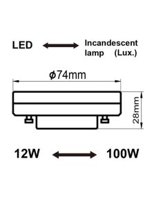 Bombilla LED GX53 12W Dimmable blanco - BOMBILLAS GX53 - 2700K/3000K/4000K 2