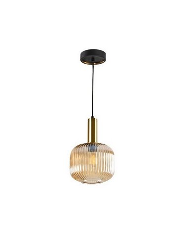 Lámpara de techo LED NORMA pantalla de cristal estriado Ø20cm max.20W E27 2700K 870Lm IP20 Ámbar