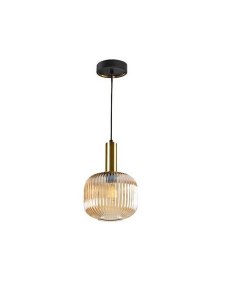 Lámpara de techo LED NORMA pantalla de cristal estriado Ø20cm max.20W E27 2700K 870Lm IP20 Ámbar