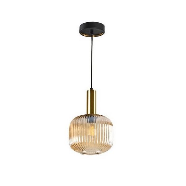 Lámpara de techo LED NORMA pantalla de cristal estriado Ø20cm max.20W E27 2700K 870Lm IP20 Ámbar