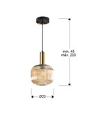 Lámpara de techo LED NORMA pantalla de cristal estriado Ø20cm max.20W E27 2700K 870Lm IP20 Ámbar