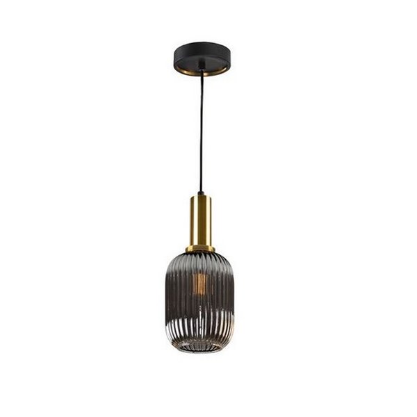 Suspension LED NORMA, abat-jour côtelé Ø14 cm, 20 W max. E27 2700 K 870 lm IP20 Noir
