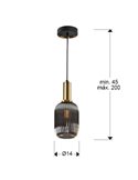 Lámpara colgante LED NORMA pantalla estriada Ø14cm, max.20W E27 2700K 870Lm IP20 Negro
