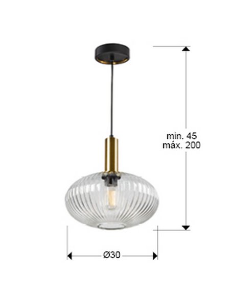 Lámpara de techo LED NORMA tulipa vidrio estriado Ø30cm, max.20W E27 2700K 870Lm IP20 Blanco