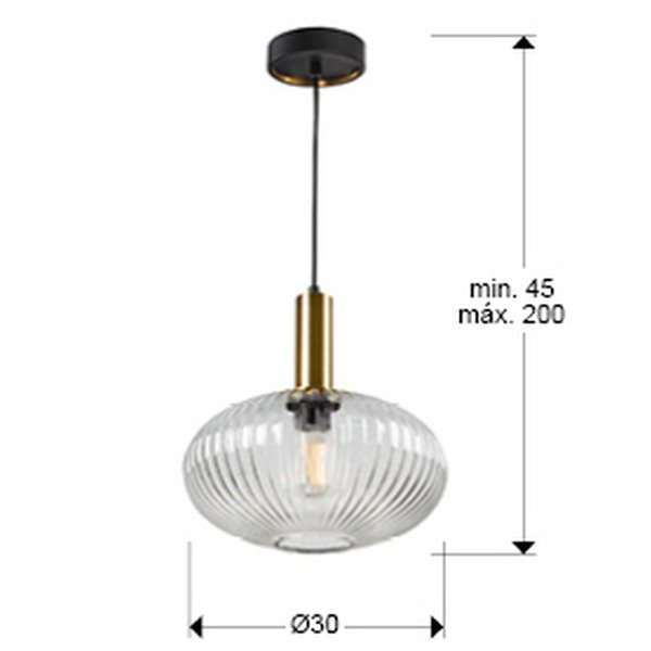 Lámpara de techo LED NORMA tulipa vidrio estriado Ø30cm, max.20W E27 2700K 870Lm IP20 Blanco