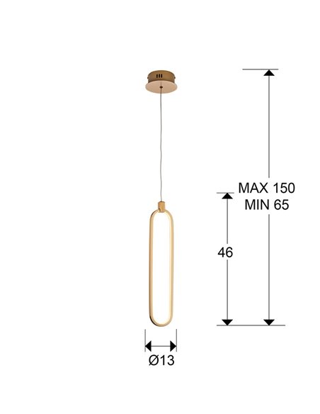 Luminária de teto LED COLETTE, alumínio escovado, 13W, 1.170lm, 3.000K, IP20, cor ouro rosa.