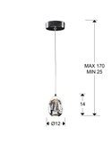 Suspension ROCIO à 1 lumière avec abat-jour décoratif à bulles, LED 5 W 480 lm 3000 K IP20 Noir