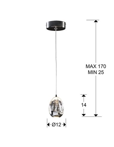 Luminária pendente ROCIO com 1 lâmpada e cúpula decorativa em formato de bolha, LED 5W 480lm 3000K IP20 preta
