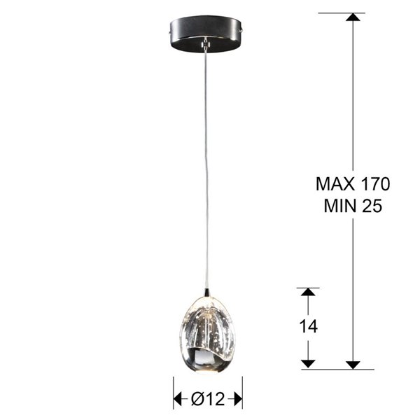 Suspension ROCIO à 1 lumière avec abat-jour décoratif à bulles, LED 5 W 480 lm 3000 K IP20 Noir