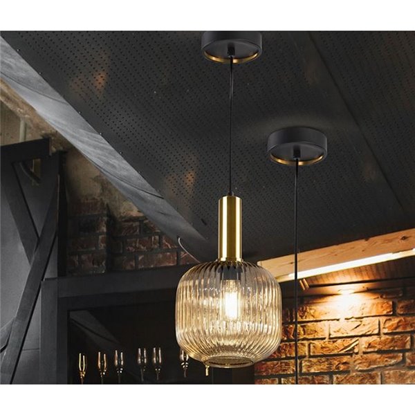 Lámpara de techo LED NORMA pantalla de cristal estriado Ø20cm max.20W E27 2700K 870Lm IP20 Ámbar