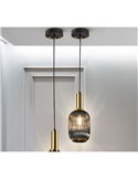 Lámpara colgante LED NORMA pantalla estriada Ø14cm, max.20W E27 2700K 870Lm IP20 Negro
