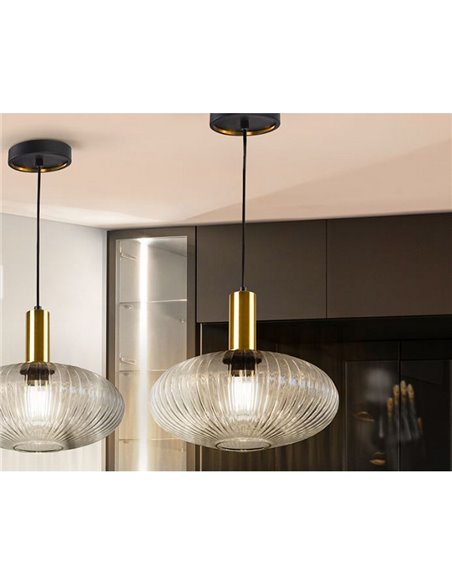 Lámpara de techo LED NORMA tulipa vidrio estriado Ø30cm, max.20W E27 2700K 870Lm IP20 Blanco