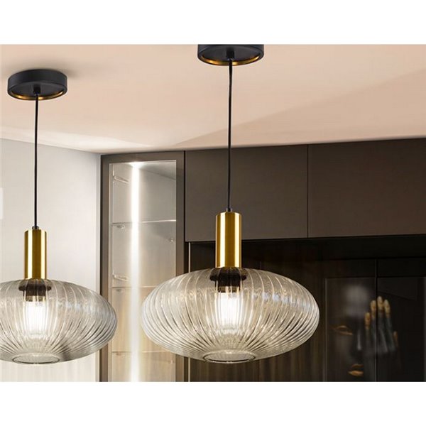 Plafonnier LED NORMA avec abat-jour en verre cannelé Ø 30 cm, max. 20 W E27 2700 K 870 lm IP20 Blanc