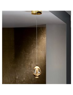 Luminária de teto ROCIO com 1 lâmpada e cúpula em formato de gota, LED de 5W, 480lm, 3000K, IP20, dourada. 2