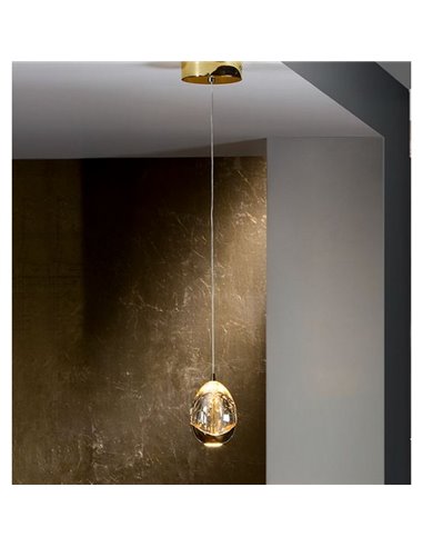 Plafonnier ROCIO à une lumière avec abat-jour effet goutte d'eau, LED 5 W, 480 lm, 3000 K, IP20, Or