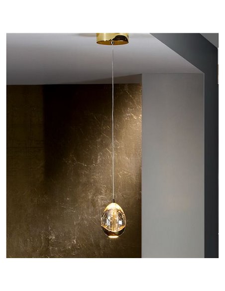 Lámpara de techo 1 luz ROCIO pantalla efecto gota, LED 5W LED 480lm 3000K IP20 Dorado