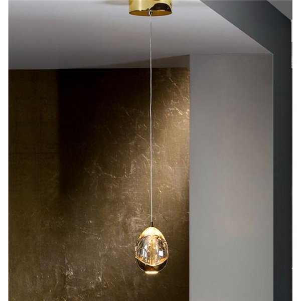 Lámpara de techo 1 luz ROCIO pantalla efecto gota, LED 5W LED 480lm 3000K IP20 Dorado