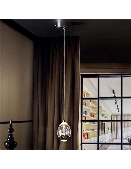 Lámpara colgante 1 luz ROCIO pantalla con burbujas decorativas, LED 5W LED 480lm 3000K IP20 Negro