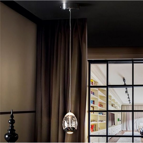 Suspension ROCIO à 1 lumière avec abat-jour décoratif à bulles, LED 5 W 480 lm 3000 K IP20 Noir