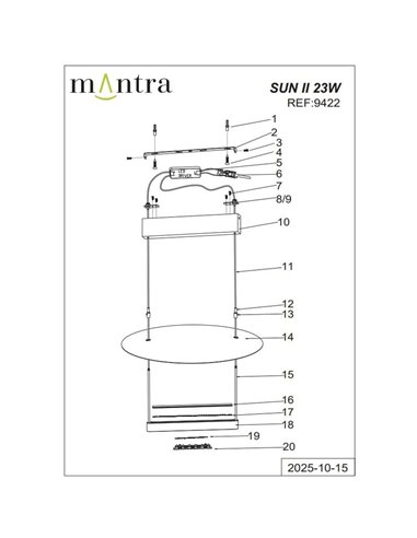 Lámpara de techo LED SUN II negra 23W 3000K 2640Lm regulable 3 Step DIM, pequeña Ø42cm