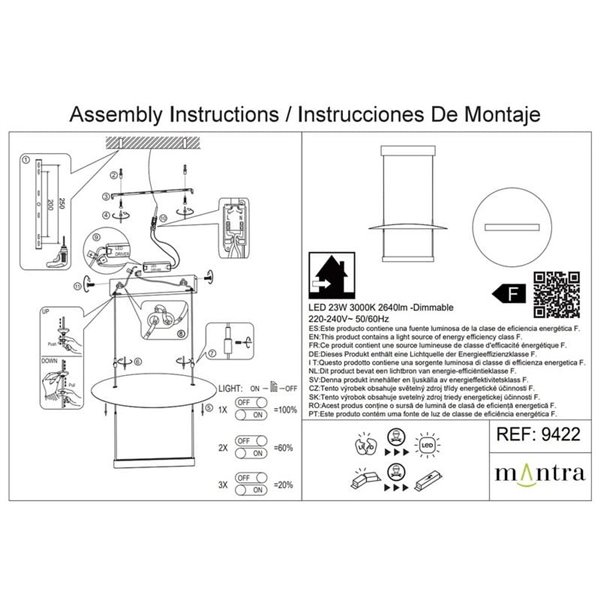 Plafonnier LED SUN II, noir, 23 W, 3000 K, 2640 lm, intensité variable (3 niveaux), petit format, Ø 42 cm