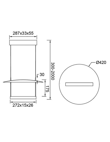 Lámpara de techo LED SUN II negra 23W 3000K 2640Lm regulable 3 Step DIM, pequeña Ø42cm