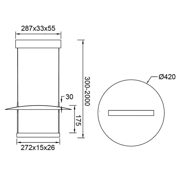 Lámpara de techo LED SUN II negra 23W 3000K 2640Lm regulable 3 Step DIM, pequeña Ø42cm