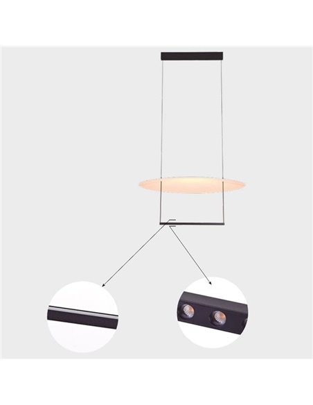 Suspension LED SUN II, noire, 30 W, 3 000 K, 2 920 lm, dimmable, 3 niveaux d'intensité, taille moyenne, Ø 60 cm