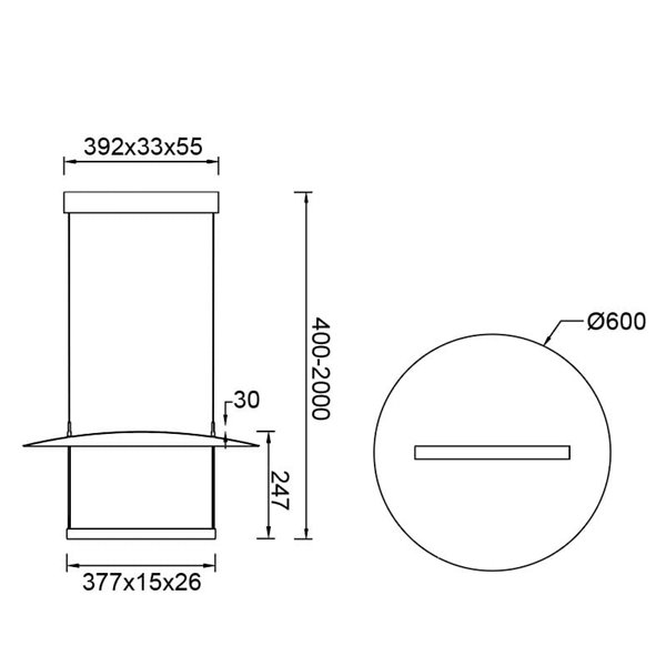 Lámpara colgante LED SUN II negra 30W 3000K 2920Lm regulable 3 Step DIM, mediana Ø60cm
