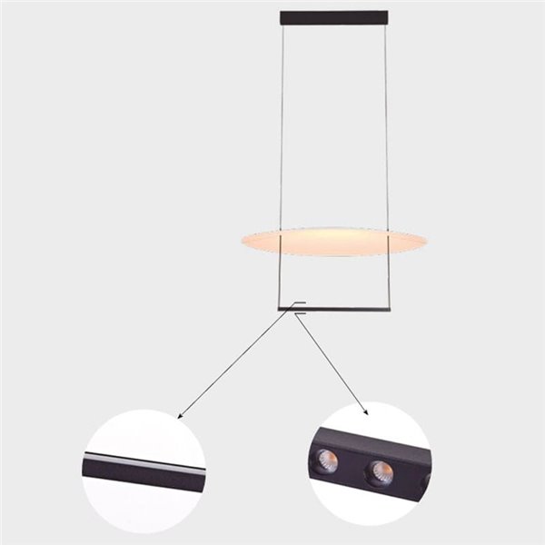 Luminária pendente LED SUN II, preta, 39W, 3000K, 3510lm, dimerizável, 3 níveis de intensidade, grande, Ø80cm